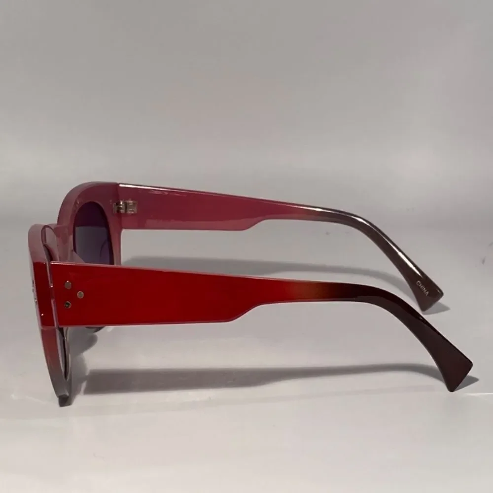 0541 Dark Red Sweetheart Oversize Sunglasses UV Protection New - Picture 3 of 8